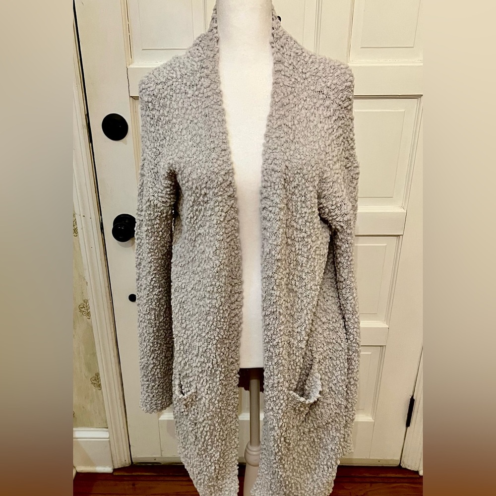 Textured Gray Women's Cardigan/Sweater